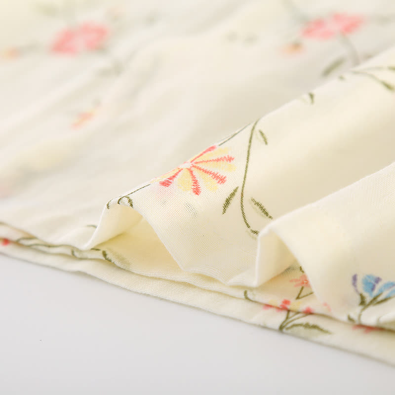 Ownkoti Floral Cotton Gauze Kimono Loungewear Robe