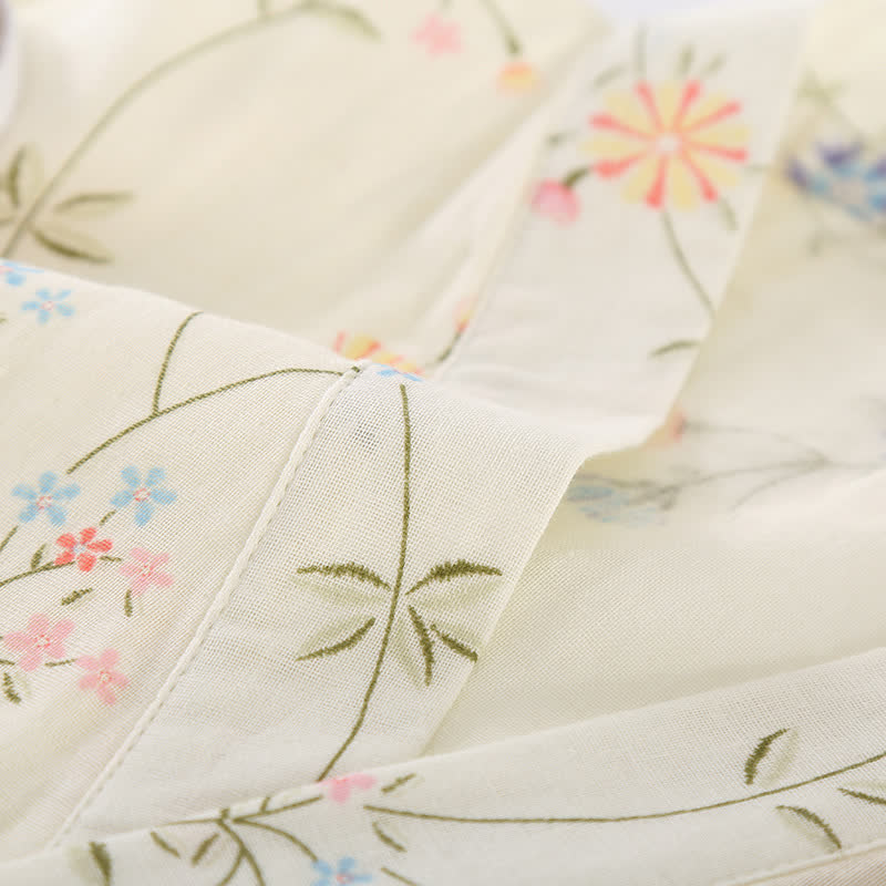 Ownkoti Floral Cotton Gauze Kimono Loungewear Robe