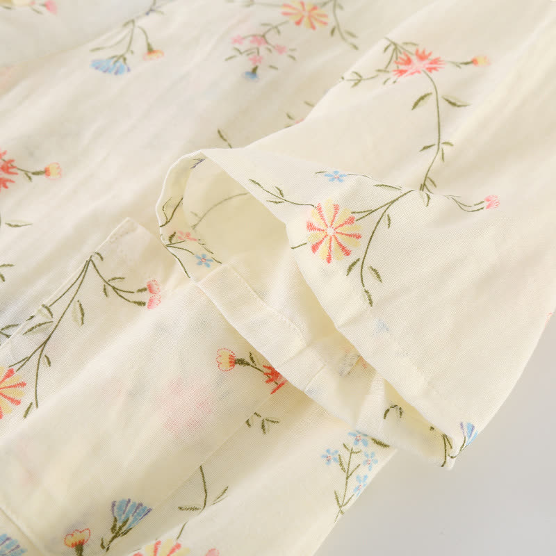 Ownkoti Floral Cotton Gauze Kimono Loungewear Robe