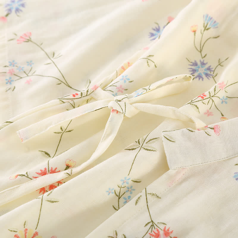 Ownkoti Floral Cotton Gauze Kimono Loungewear Robe