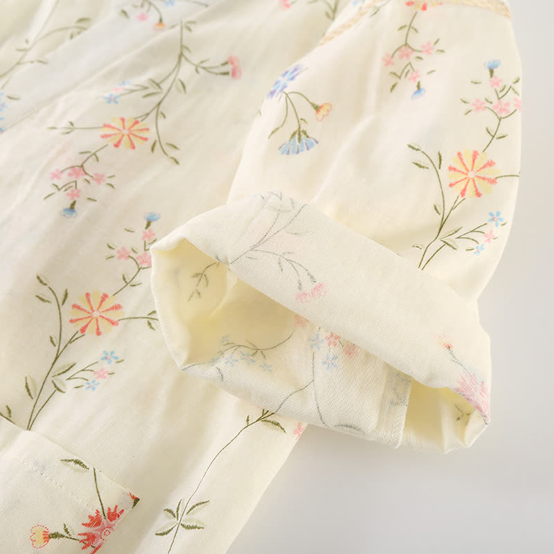 Ownkoti Floral Cotton Gauze Kimono Loungewear Robe