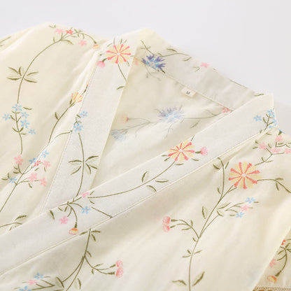Ownkoti Floral Cotton Gauze Kimono Loungewear Robe