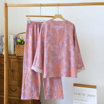 Ownkoti Oriental Hostas Jacquard Cotton Sleepwear Set