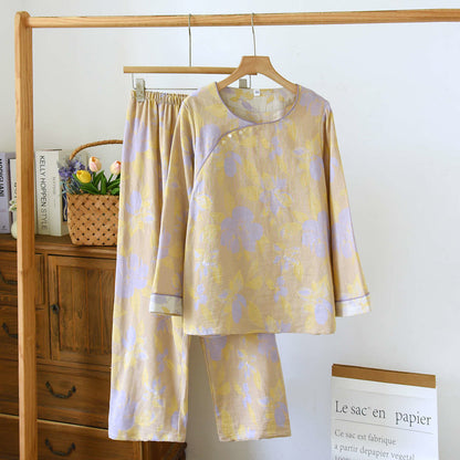 Ownkoti Oriental Hostas Jacquard Cotton Sleepwear Set