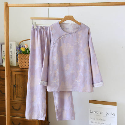 Ownkoti Oriental Hostas Jacquard Cotton Sleepwear Set