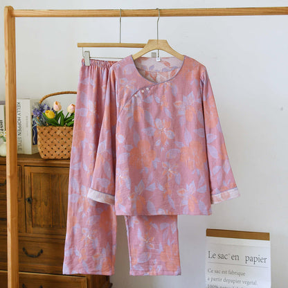 Ownkoti Oriental Hostas Jacquard Cotton Sleepwear Set