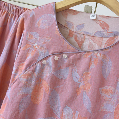 Ownkoti Oriental Hostas Jacquard Cotton Sleepwear Set