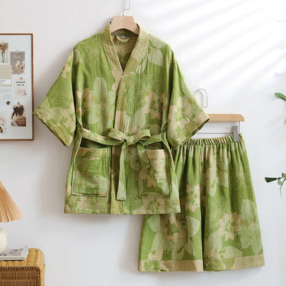 Unisex Hibiscus Cotton Kimono Loungewear Set - XXL - image 1