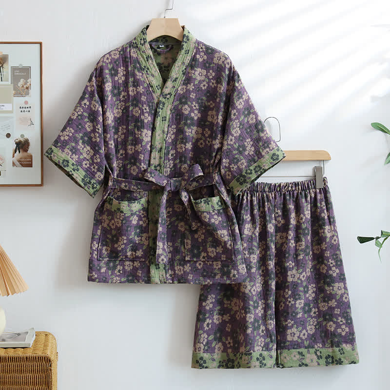 Unisex Cherry Blossom Cotton Kimono Loungewear - XXL - image 1