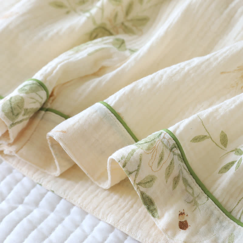 Ownkoti Butterfly Leaf Print Cotton Pajama Set