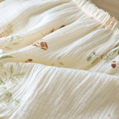 Ownkoti Butterfly Leaf Print Cotton Pajama Set