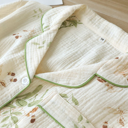 Ownkoti Butterfly Leaf Print Cotton Pajama Set