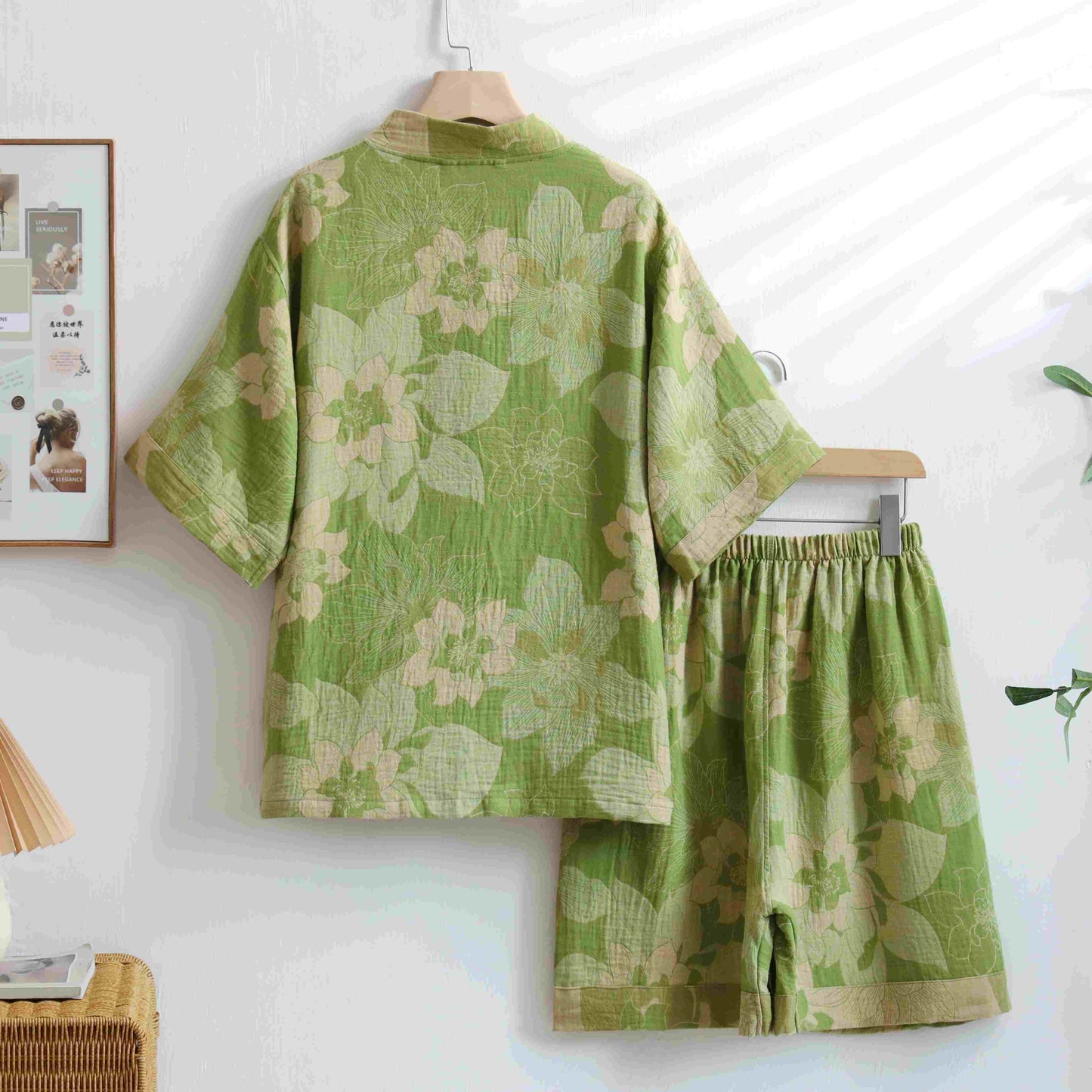 Unisex Hibiscus Cotton Kimono Loungewear Set - image 2