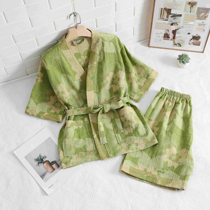 Unisex Hibiscus Cotton Kimono Loungewear Set - image 3