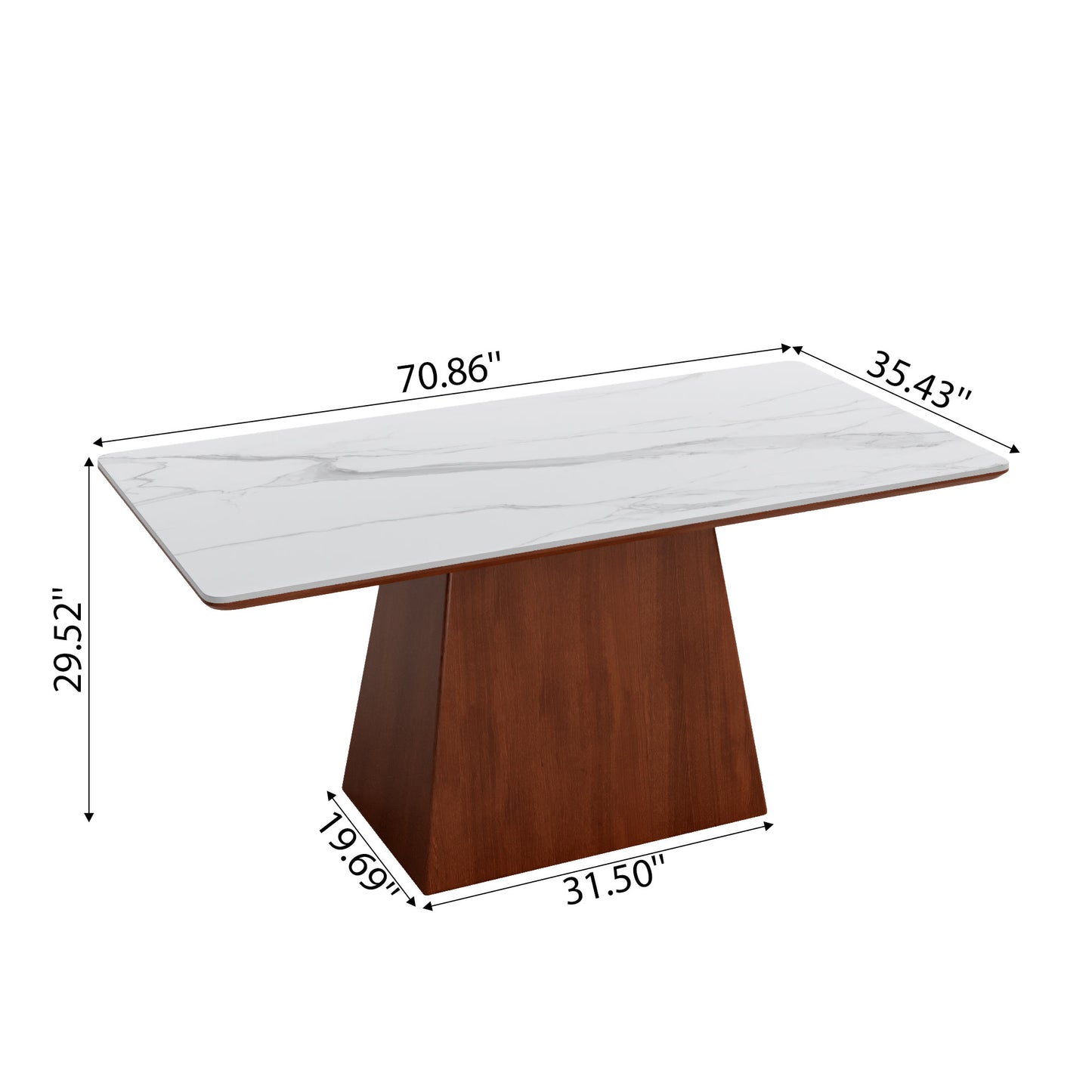 Rectangular Top Dining Table With Trapeziform-shaped Base  - image 17