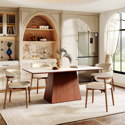 Rectangular Top Dining Table With Trapeziform-shaped Base  - image 3