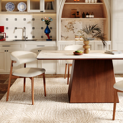 Rectangular Top Dining Table With Trapeziform-shaped Base  - image 8