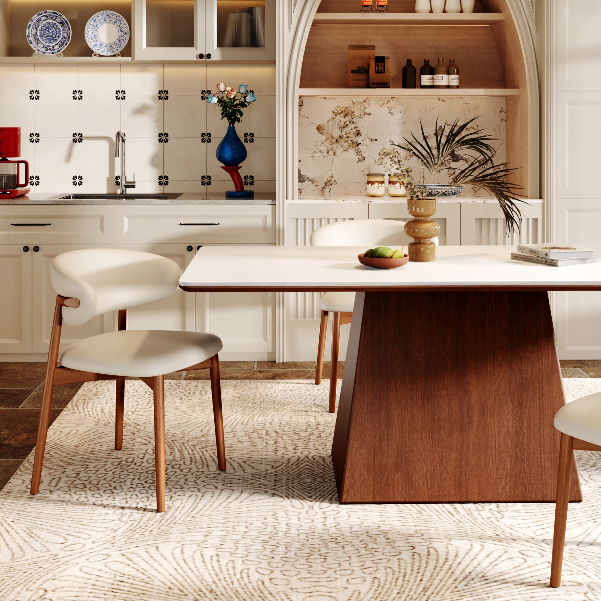 Rectangular Top Dining Table With Trapeziform-shaped Base  - image 15