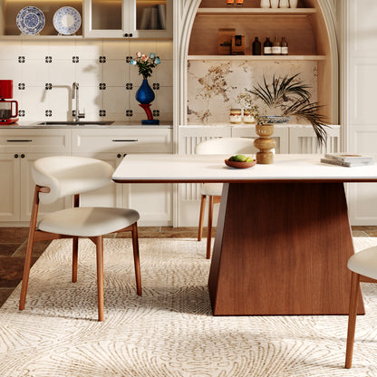 Rectangular Top Dining Table With Trapeziform-shaped Base  - image 15