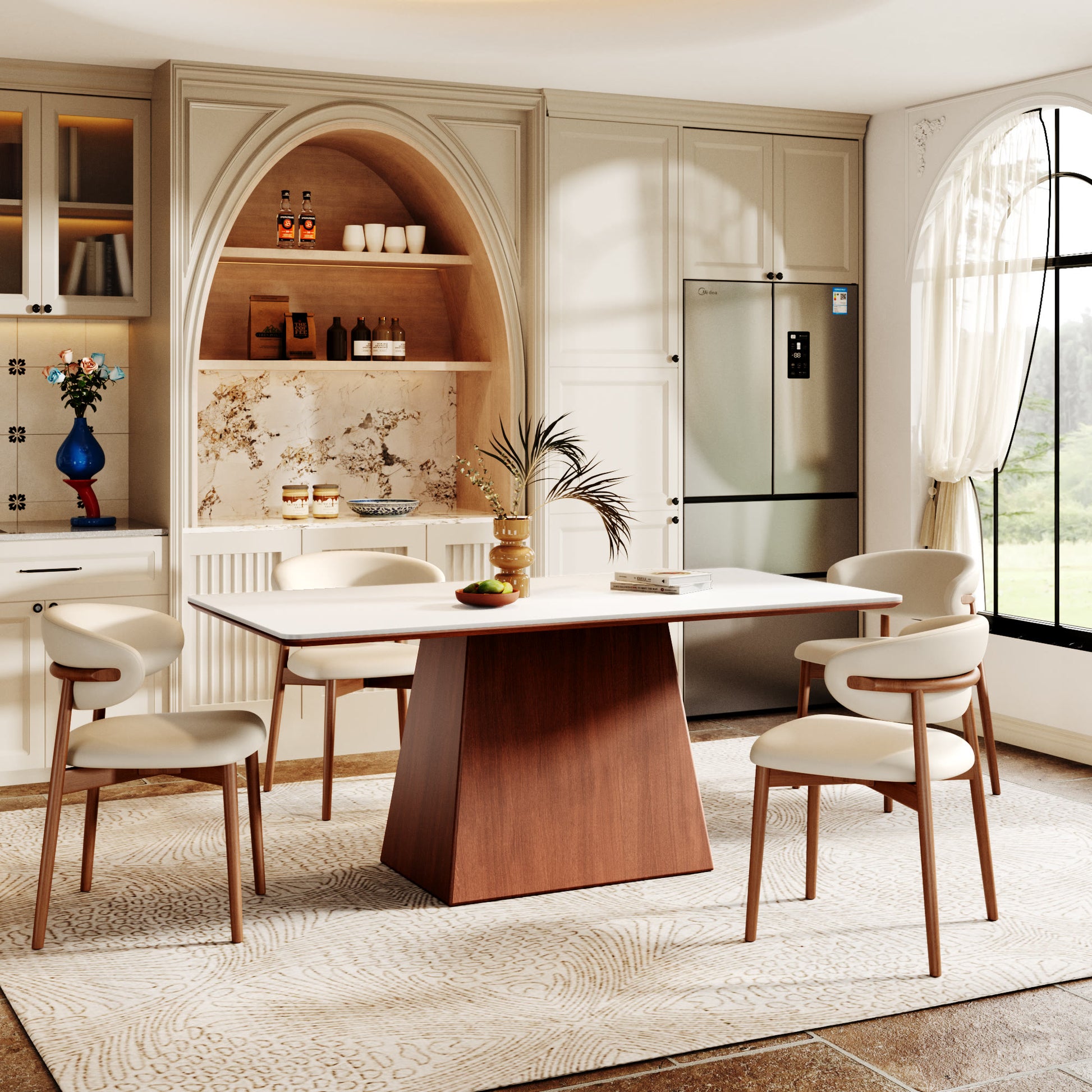 Rectangular Top Dining Table With Trapeziform-shaped Base  - image 10