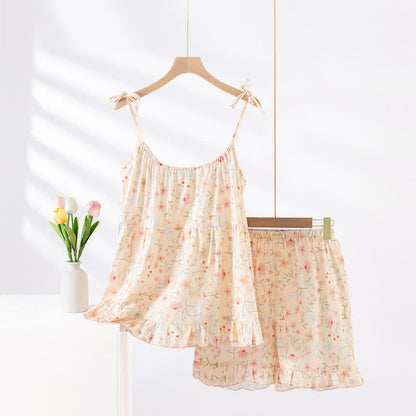 Ownkoti Floral Cotton Camisole Shorts Pajama Set