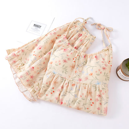 Ownkoti Floral Cotton Camisole Shorts Pajama Set