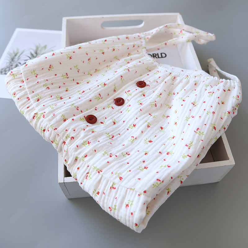 Ownkoti Red Floral Cotton Gauze Cami Nightgown