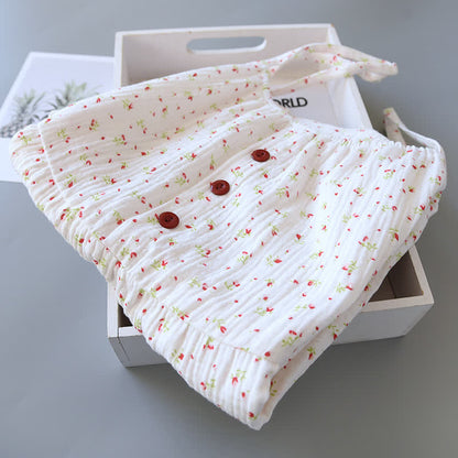 Ownkoti Red Floral Cotton Gauze Cami Nightgown