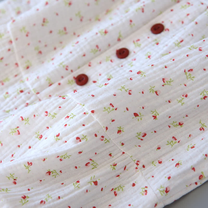 Ownkoti Red Floral Cotton Gauze Cami Nightgown