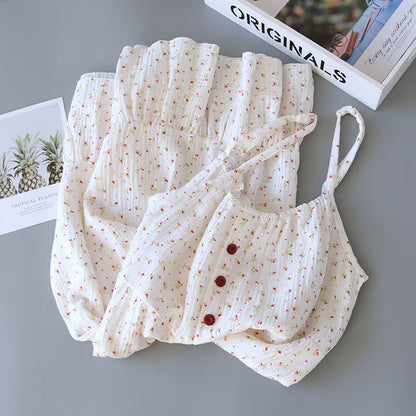 Ownkoti Red Floral Cotton Gauze Cami Nightgown - image 4
