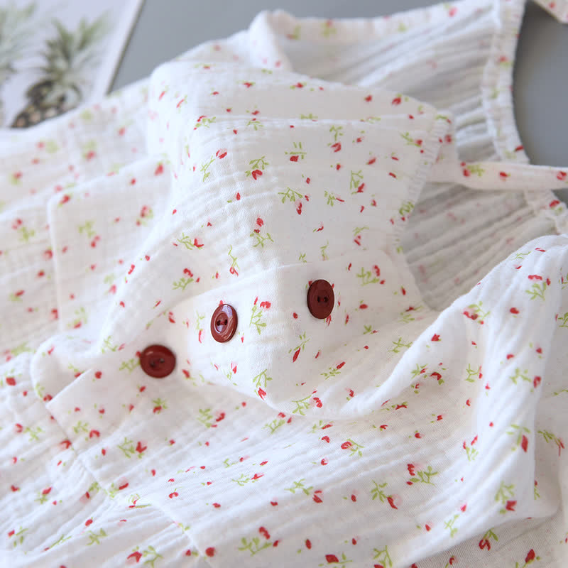 Ownkoti Red Floral Cotton Gauze Cami Nightgown