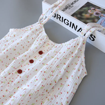 Ownkoti Red Floral Cotton Gauze Cami Nightgown