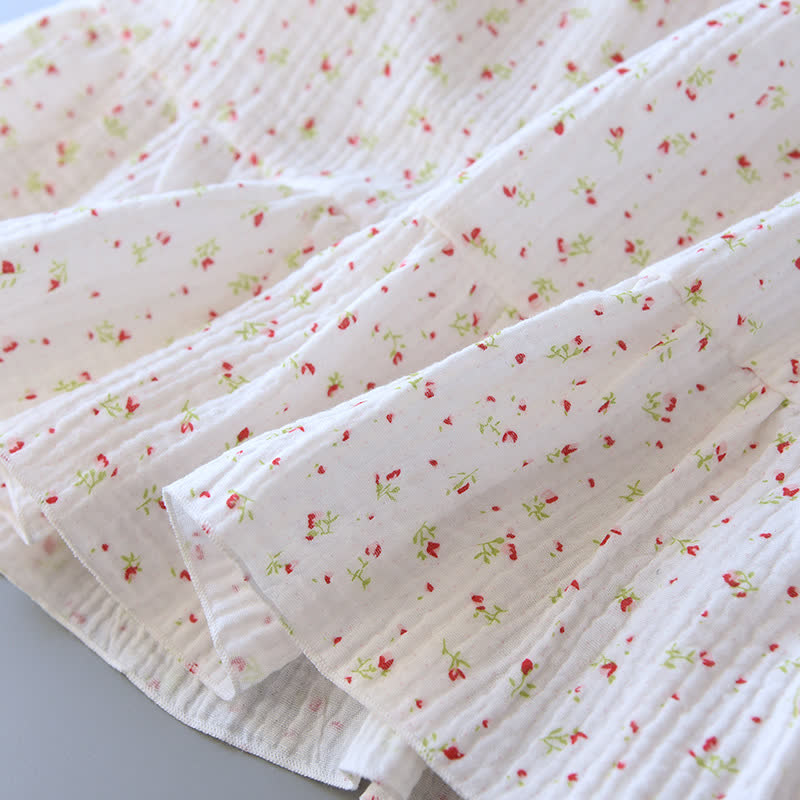 Ownkoti Red Floral Cotton Gauze Cami Nightgown