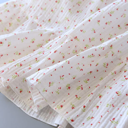 Ownkoti Red Floral Cotton Gauze Cami Nightgown