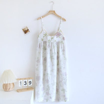 Ownkoti Violet Print Cotton Padded Cami Nightgown