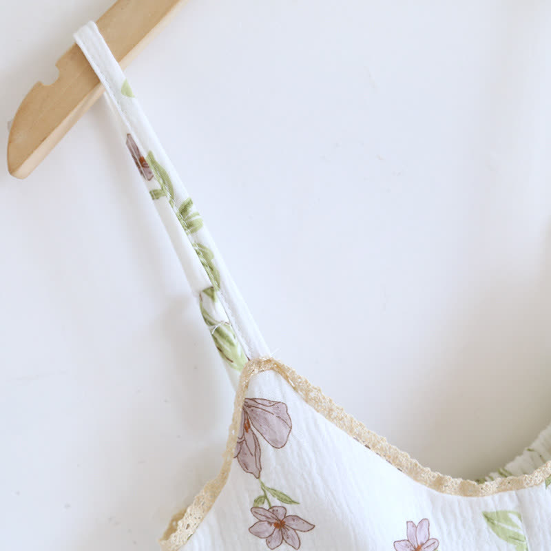 Ownkoti Violet Print Cotton Padded Cami Nightgown