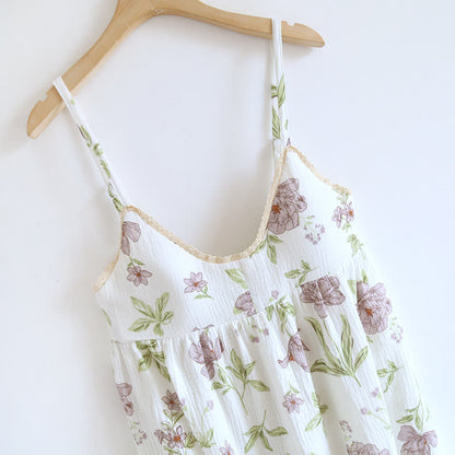 Ownkoti Violet Print Cotton Padded Cami Nightgown