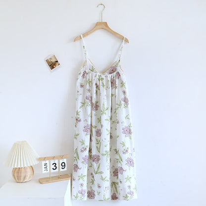 Ownkoti Violet Print Cotton Padded Cami Nightgown