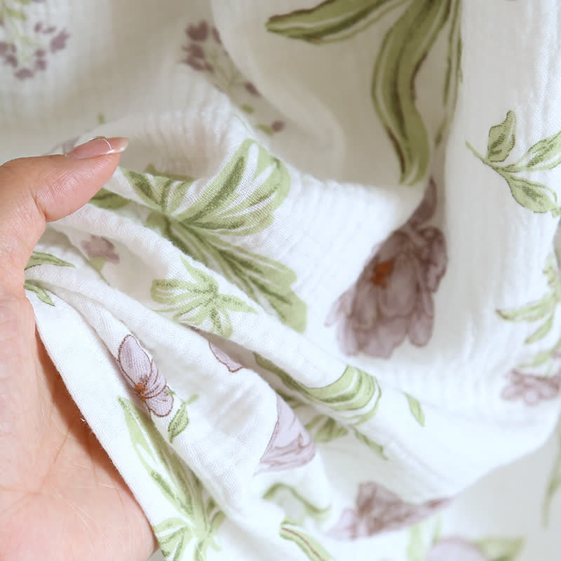 Ownkoti Violet Print Cotton Padded Cami Nightgown