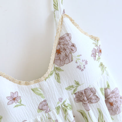 Ownkoti Violet Print Cotton Padded Cami Nightgown