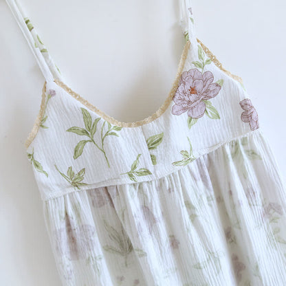 Ownkoti Violet Print Cotton Padded Cami Nightgown