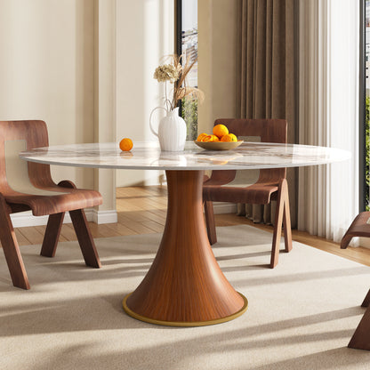 Ownkoti Mid-Century Modern Round Dining Table For 4-8 People