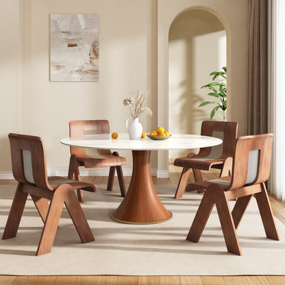 Ownkoti Mid-Century Modern Round Dining Table For 4-8 People