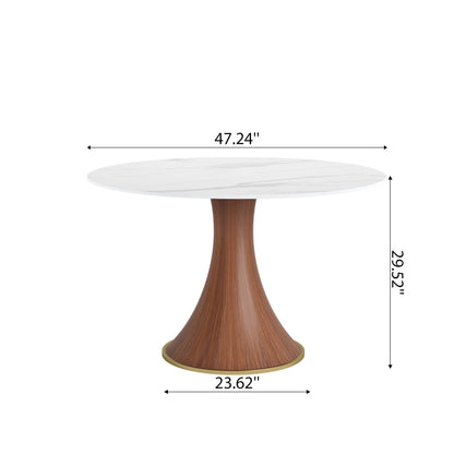 Ownkoti Mid-Century Modern Round Dining Table For 4-8 People