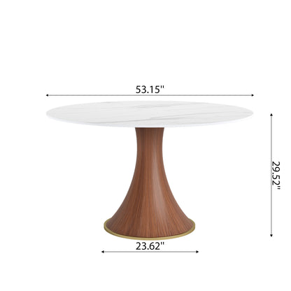 Ownkoti Mid-Century Modern Round Dining Table For 4-8 People