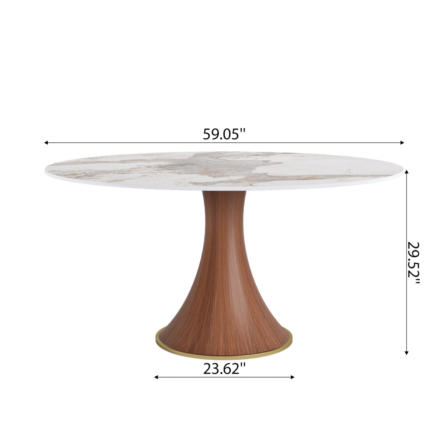 Ownkoti Mid-Century Modern Round Dining Table For 4-8 People
