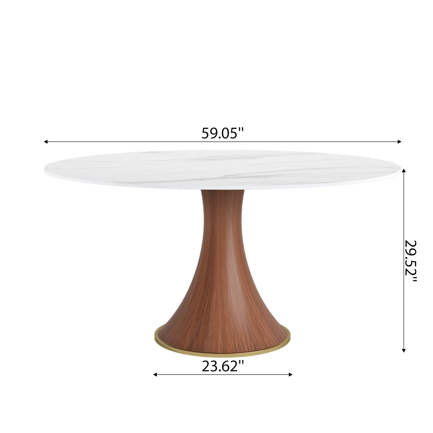 Ownkoti Mid-Century Modern Round Dining Table For 4-8 People