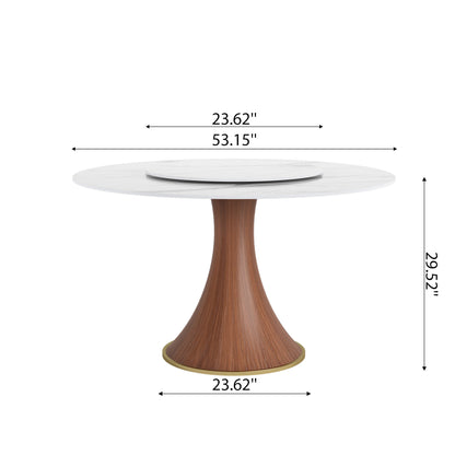 Ownkoti Mid-Century Modern Round Dining Table For 4-8 People