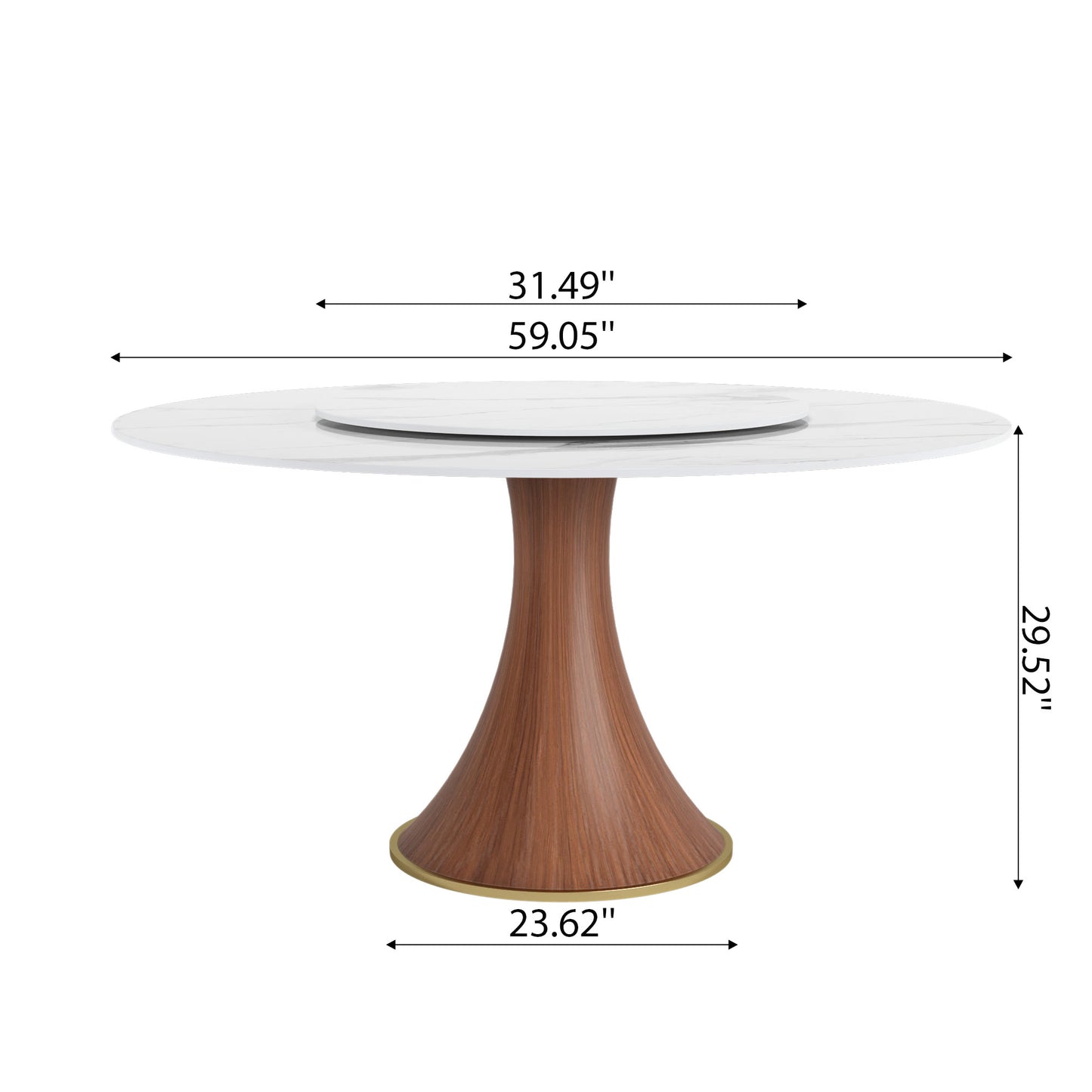 Ownkoti Mid-Century Modern Round Dining Table For 4-8 People