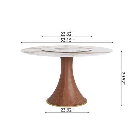 Ownkoti Mid-Century Modern Round Dining Table For 4-8 People